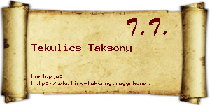 Tekulics Taksony névjegykártya